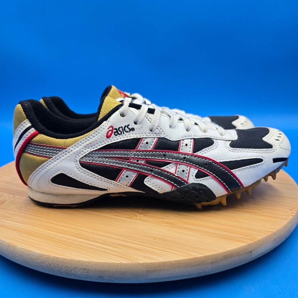 Asics GQ010 Track & Field‎ Spikes Men 7.5 Women 9 White Black Gold Running Shoes